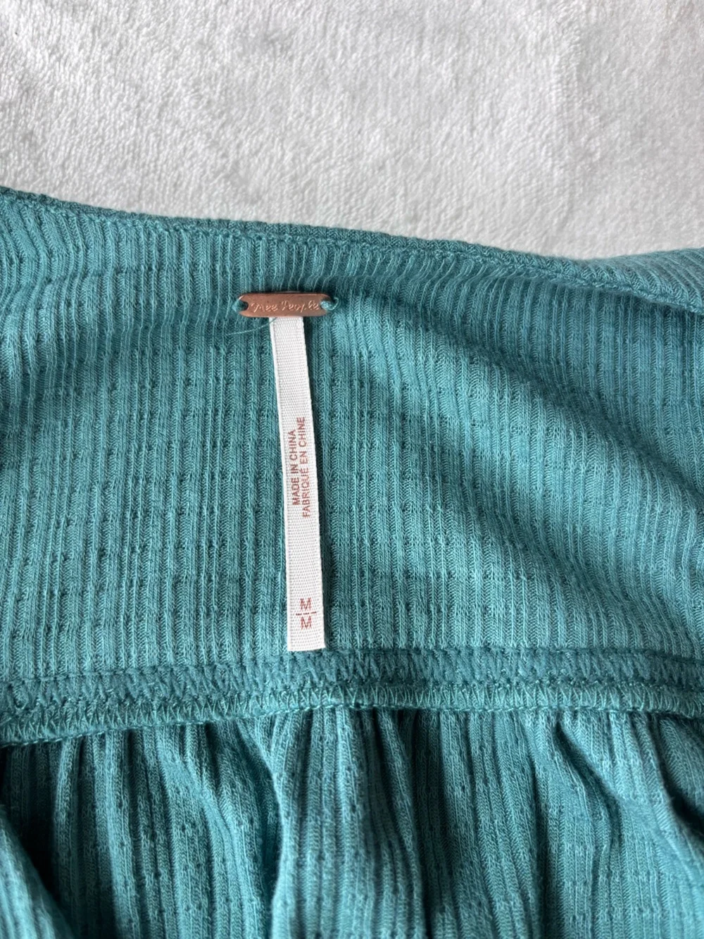 Free People Beach Bound Plunging Deep V-Neck Tank Top Teal Babydoll Size M
